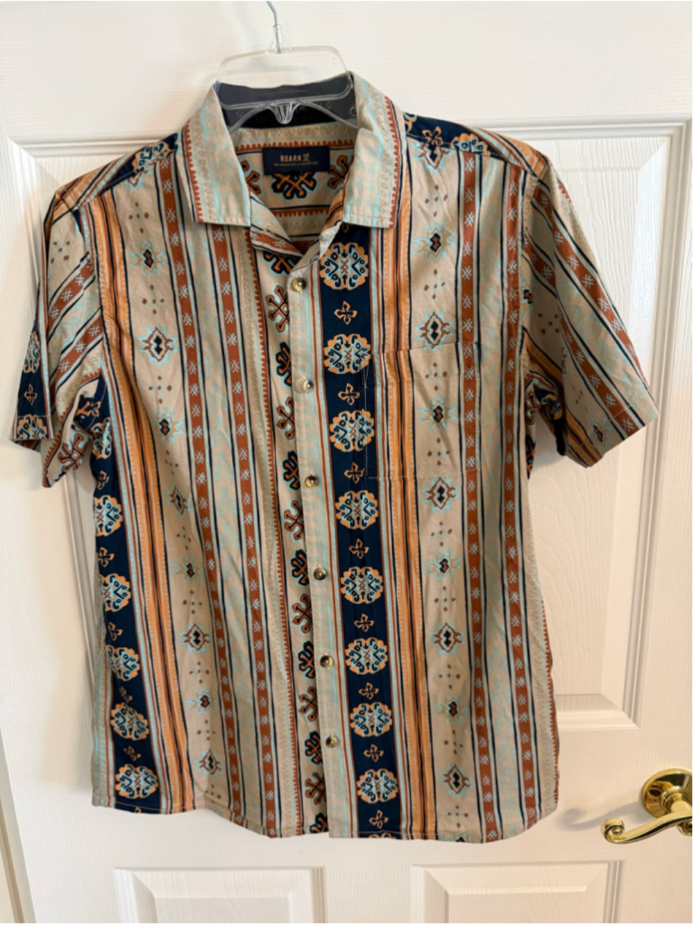 Roark Classic Fit Aztec Tribal Short Sleeve Button Down Shirt Men's Size S